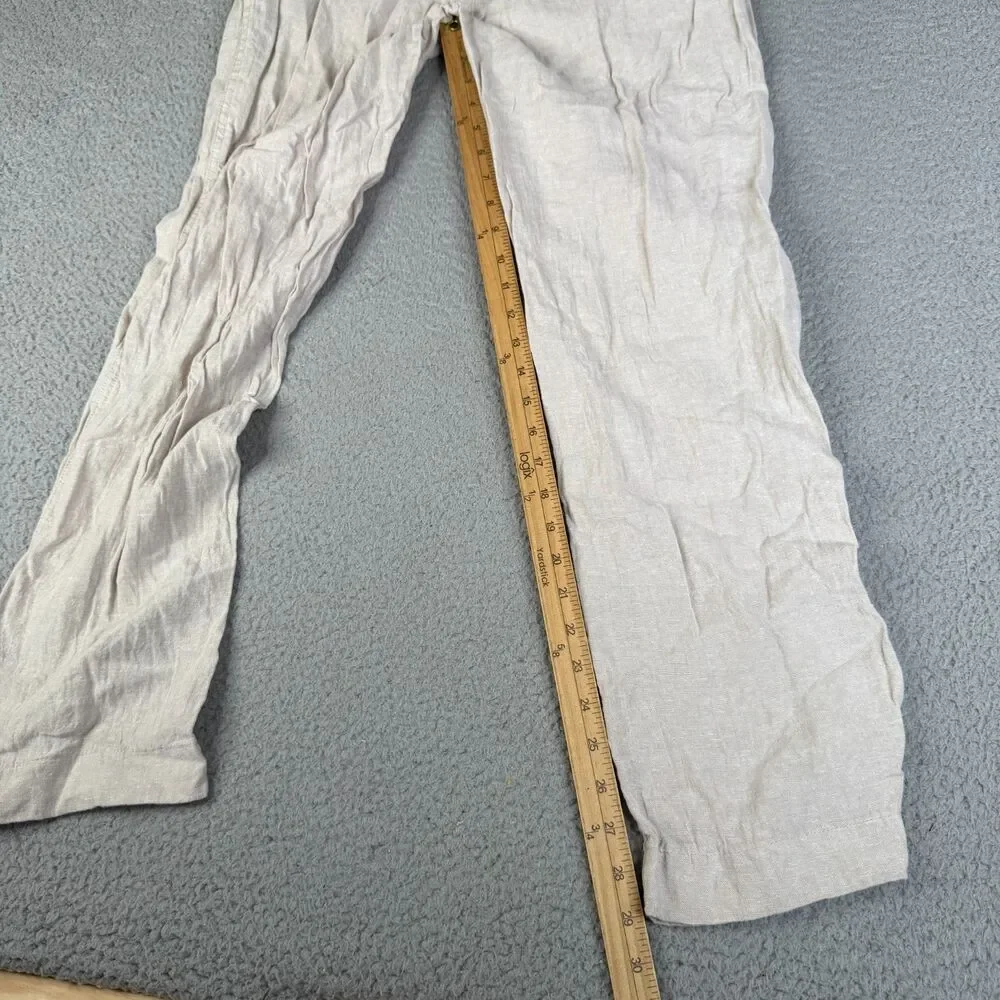 LINEN CHINO  Pants Mens M Beige Pull On Casual Beachy Resort Coastal Panama Jack